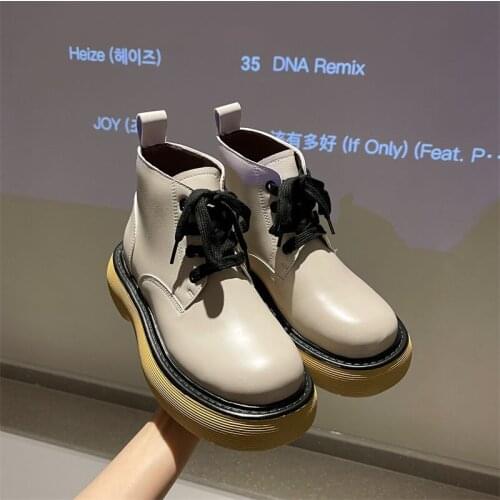 Apanzu Women Ankle Boots 2021 Autumn British Wind Genuine Leather Thick Platform Ladies Short Boots Motorcycle Martin Boots