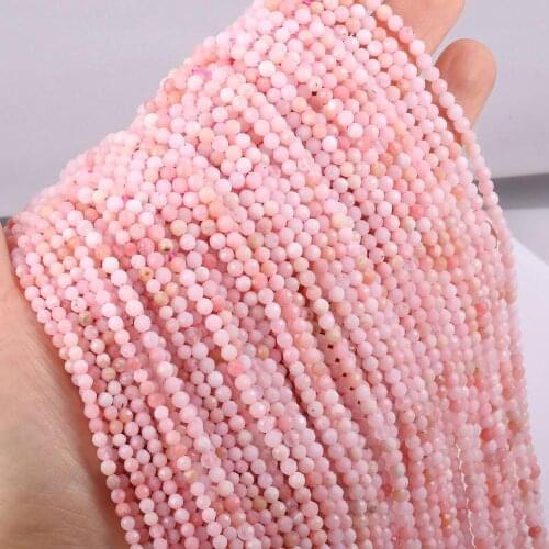 Natural stone Faceted Small Beads Pink Opal Loose isolation Beads for jewelry making DIY necklace bracelet accessories 2 3 4mm