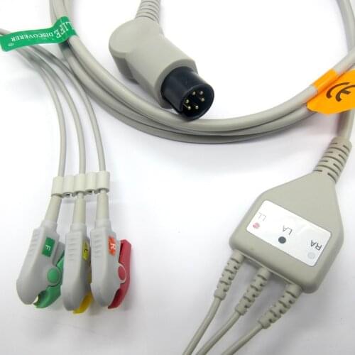 One-piece ECG cable with 3leads Clip for Edan IM8B,IM9B patient monitor