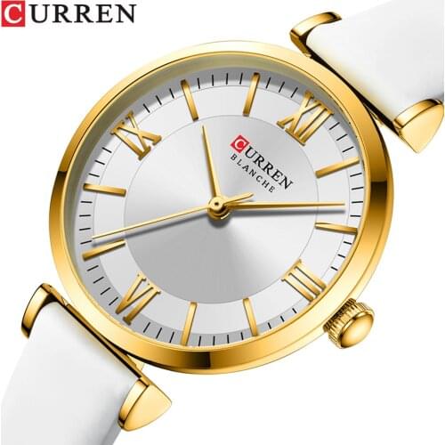 CURREN New Fashion Luxury Watches for Women Quartz Elegant Dress Bracelet Wristwatch with Leather Female Clock Ladies Gifts