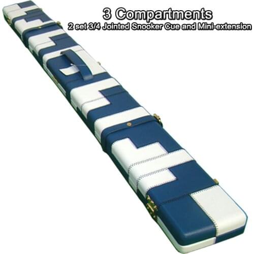 Red and White 48" 3 Compartments Wooden PU Leather Billiard Snooker Cue Case Hold 2sets 3/4 snooker cue without mini-extension