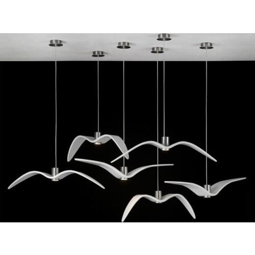 Black&White Creative LED Pendant Lights Seagull Pendant Lamp Bar Dinning Room Suspension luminaire Kitchen Light Fixtures