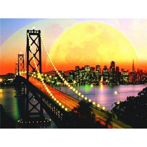 GATYZTORY 60x75cm Bridge Landscape DIY Painting By Numbers Handpainted Oil Painting Canvas Colouring Home Wall Decor