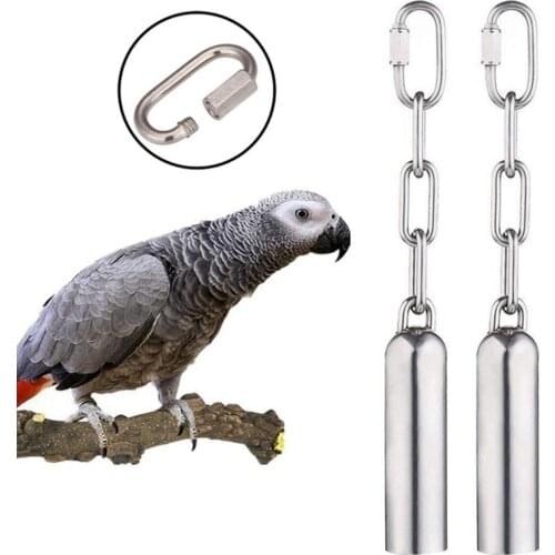 2pc Stainless Steel Bell Bird Toys Rattle Bird Cage Toys Silver Color Parrot Toys With Bell Birds Favors Parrot Bird Product