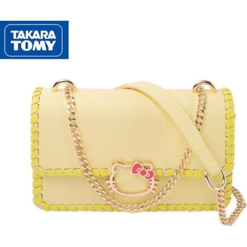 TAKARA TOMY fashion lady cartoon Hello Kitty small square bag simple PU material cover type small fresh messenger bag
