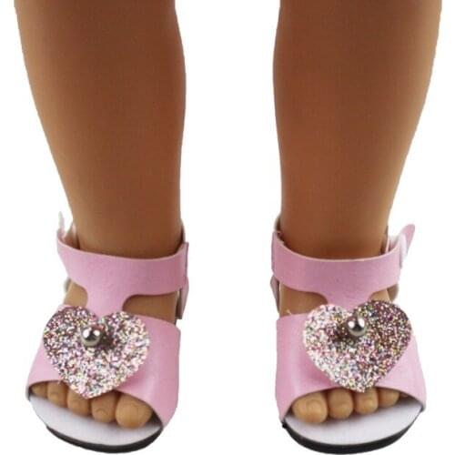2021 New Pattern Pink Peach Heart Sandals Fit 18Inch American 43cm Baby Doll Clothes Accessories,Girls Toys,Generation