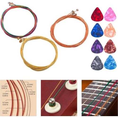 Wholesale 3 Set Guitar Replacement Metal Strings with 8 Picks Music Instrument Accessories Music Instrument Accessories hot sale