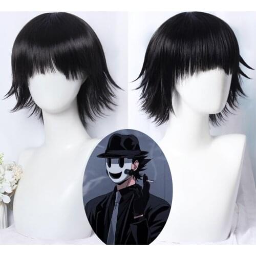 Anime Air killer cospaly Sniper mask wig black 35cm Heat resistant synthesis hair Anime cosplay Play Wig Halloween party
