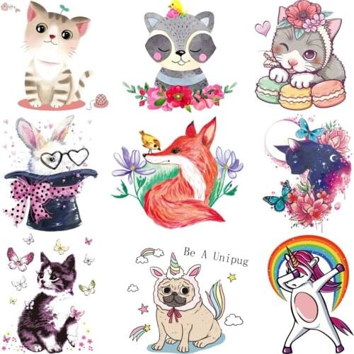 Prajna Cat Iron-On Transfers Cute Cartoon Style Patches For Clothing DIY A-level Washable T-shirt Accessory Clothes Stickers