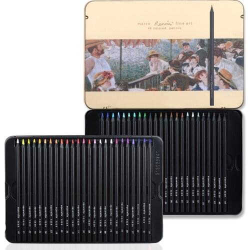 Marco Renoir 3200 Professional Black Wooden 24/36/48 Colors Drawing Painting Sketches Art Colored Pencils Oil Colored Pencils