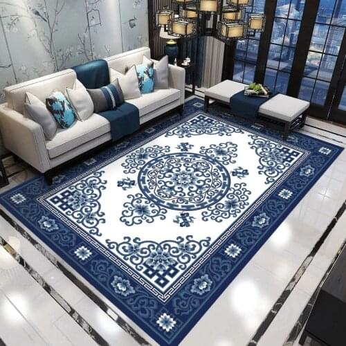China style Blue and white porcelain carpet home bedroom bedside entrance elevator floor mat sofa coffee table anti slip carpet