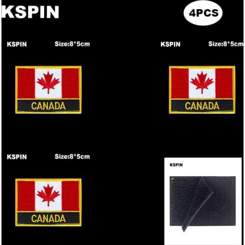 Rectangle National Flag Patch Hook Loop Canada Badges Armband 3D Stick on Jacket Backpack Stickers