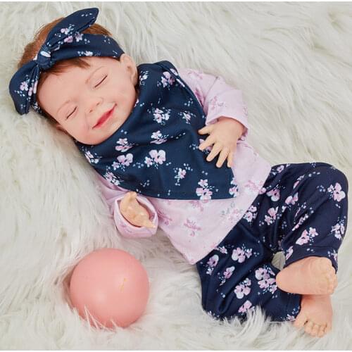 20 Inch Lifelike Sleeping Reborn Baby Dolls Full Silicone 51cm Eye-Closed Smile Baby Girl Doll Bath Toys For Children Gifts