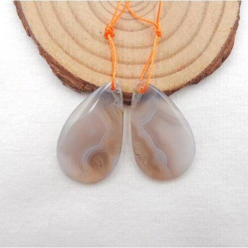 Natural Agate Handmade Teardrop Earrings Beads 32x18x5mm8.4g