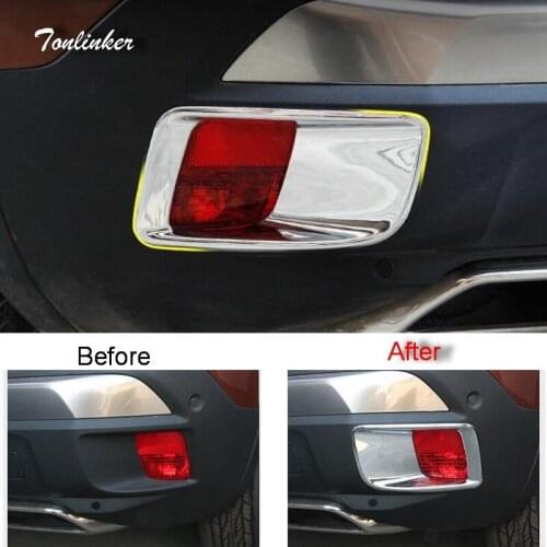 Tonlinker Cover Case Stickers For Peugeot 3008 3008GT 2017-18 Car Styling 2 PCS ABS Chrome Rear Fog light Frame Cover Sticker