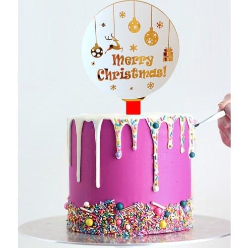 Acrylic Merry Christmas Tree Cake Topper Christmas Decorations for Home Happy New Year Xmas Party Supplies Baking Dcorcoration