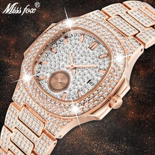 Unique Watch Men Luxury Brand Patek Trending Mens Fashion Rose Gold Watch Quartz Clock Chronograph Diamond Steel Iced Out Watch