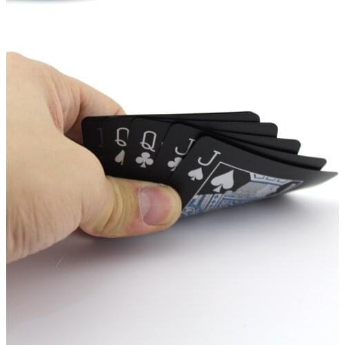 2pcs/lot Waterproof Black Playing Cards Plastic Poker Classic Magic Tricks Tool Pure Black Board game