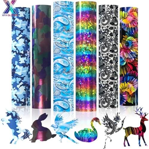 XFX HTV 50cmx10Yard Camouflage T-shirt Iron on Vinyl TPU Heat Transfer Vinyl Heat Cutting Plotter HTV Cricut Vinyl for T-shirts