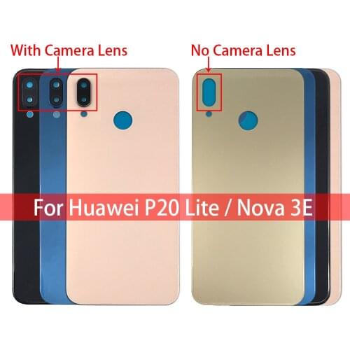 Back Battery Cover Glass with Back Rear Camera Glass Lens Circle Cover For Huawei P20 Lite / Nova 3e