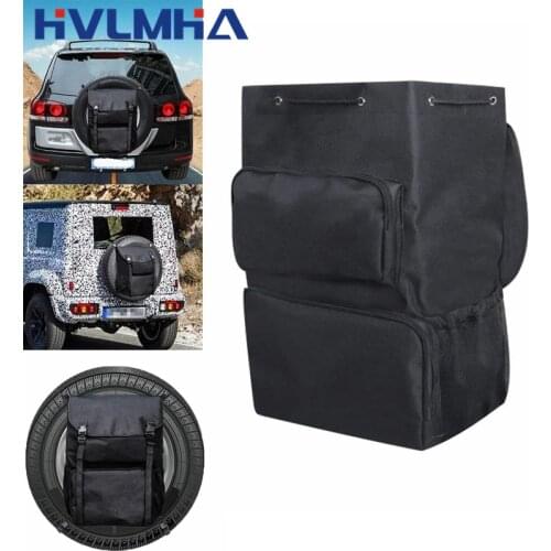 Spare Tire Storage Trash Bag Off Road Recovery Camping Gear For Jeep Wrangler TJ JK JKU JL JLU 2007-2020 with Adjustable Straps