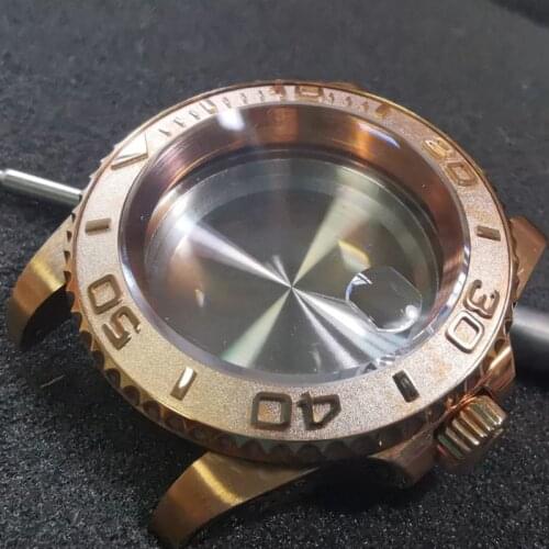 Watch Parts 44mm Sapphire Crystal Bronze Diving Watch Modified Watch Case for Seiko NH35A Movement Case