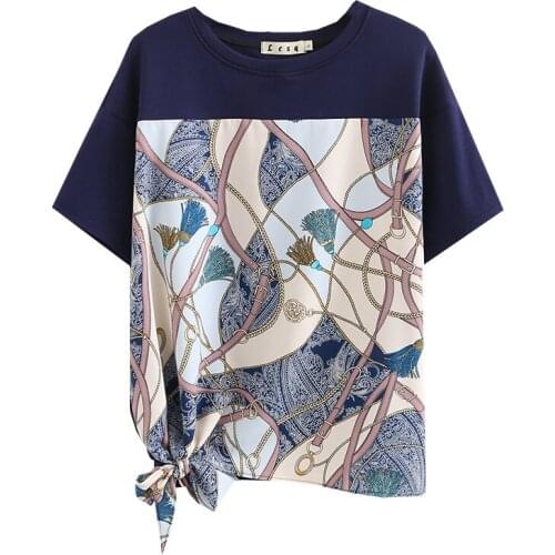 Spring Summer 2021 Women T Shirt Oversize Fashion Casual Clothes Female Tops VINTAGE Abstract Bowknot Camiseta Mujer
