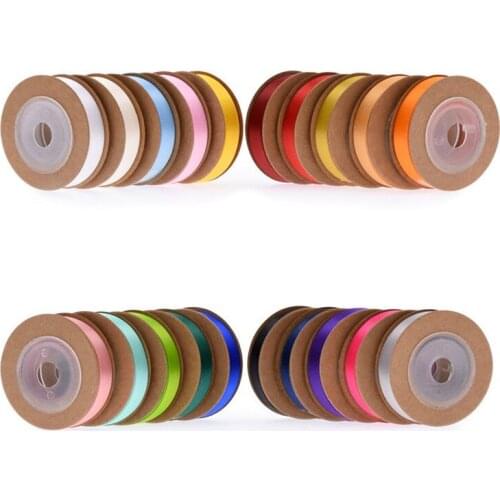 1cm Double-Face Polyester Ribbon Cake Gift Fresh Flower Packing Braid Rope 5 yard Per Color 20 color combination