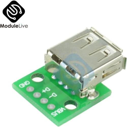 10PCS Type A Female USB To DIP 2.54MM 2.54 mm PCB Board Adapter Converter Module Connector for Arduino