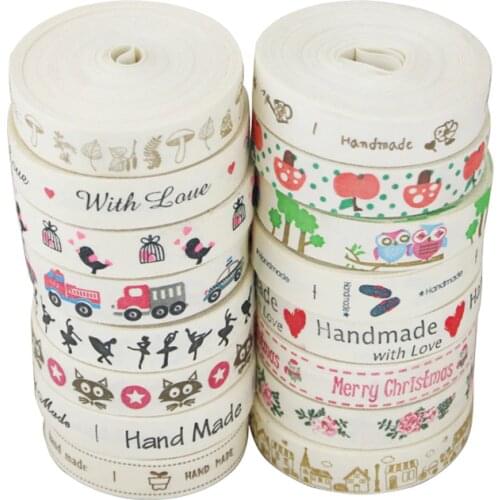 10 meters/roll) 15mm White Cotton Printed HAND MADE Ribbons Webbings DIY Lace Fabric