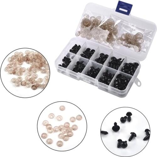 100Pcs DIY Doll Eyes Black Plastic Crafts Safety Eyes for Teddy Bear Soft Toy Animal Doll Amigurumi DIY Accessories 6-12mm