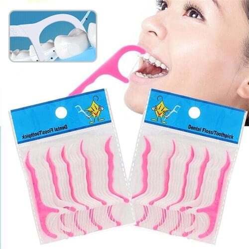 100Pcs Dental Floss Teeth Stick Superfine Dental Interdental Brush Toothpicks Tooth Thread Floss Oral Care Plastic Tooth Pick 25