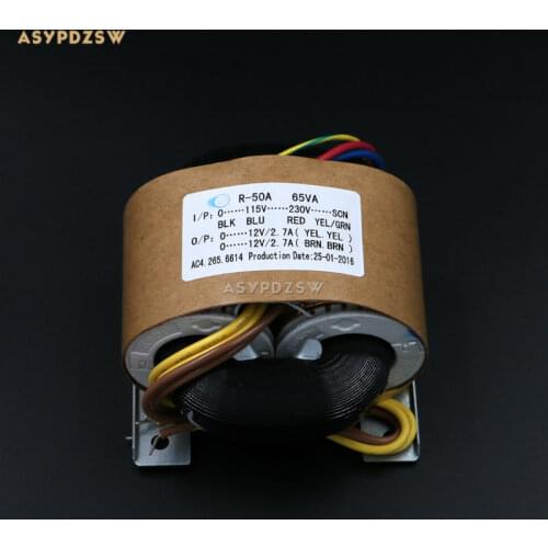 115V / 230V 65VA Dual 12V R type transformer With shielded wire output 65W (12V+12V)