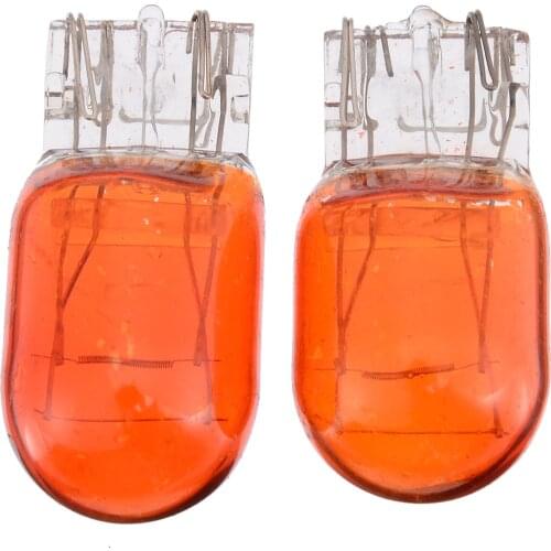 2pcs T20 7443 Signal Light W21/5W Halogen Bulb Amber Glass Dual Filament Light Day-time Running Lamp Turn Stop Brake Tail Bulb