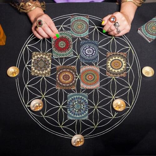 2021 The Flower Of Life Crystal Lattice Soft Lightweight Tarot Cards Special Tablecloth Tarot Deck Game Table Cloth Board Dropsh
