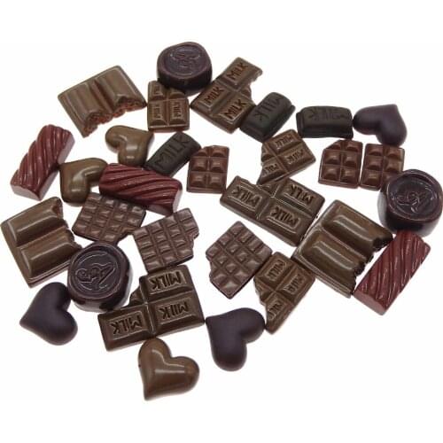 30pcs Mix Resin Flatback Jewelry Cookie Cake Geometric Icecream Lollipops Cabochons Slime Charms Food/Romantic Chocolate Heart