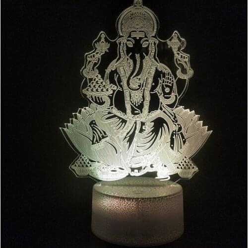 3D Lamp Ganesha Battery Powered Color Changing with Remote Personalized Gift for Children Atmosphere Usb Led Night Light Lamp