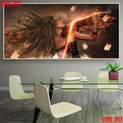 Large Diamond Embroidery Fantasy violin woman DIY Needlework 5D Diamond Painting Cross Stitch Full Mosaic puzzle Home Decor