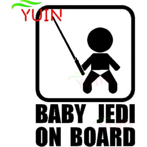 BABY JEDI ON BOARD Cool Baby Holding Sword Funny Decoration Car Decal PVC Waterproof Sunscreen Sticker Can Be Customized Color