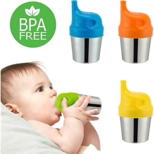 Baby Drinkware Stainless Steel Sippy Cups For Toddlers & Kids With Silicone Sippy Feeding Cups