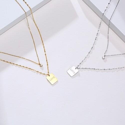 Layered Necklace 2 Peices Set Jewerly Cubic Zirconia Choker Necklace with Squared Pendant Lukcy Gifts