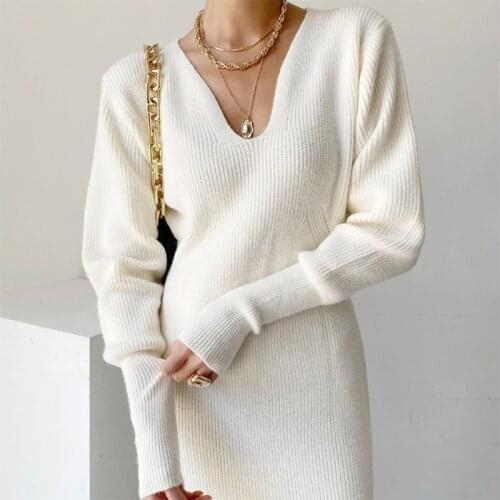 Модные вязаные платья MCCKLE China At AliExpress