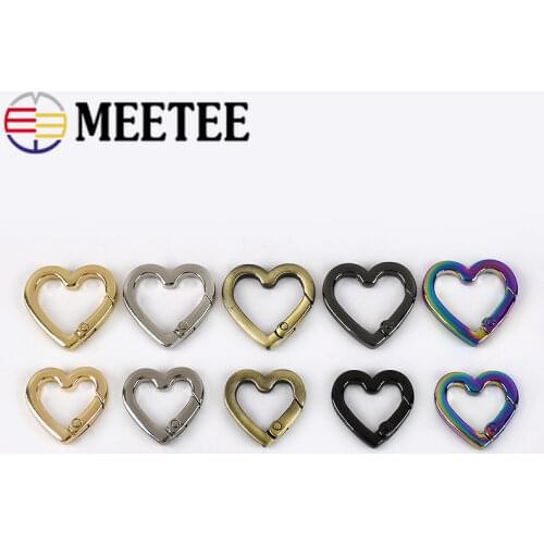 Meetee 10/20pcs 15/19mm Heart Spring Coil Hook Buckle Openable Key Ring Pendant Connecting Buckles DIY Snap Springs Clasp BF776