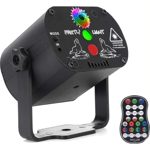 60 Patterns Mini DJ Disco Light Party Stage Lighting Effect Voice Control USB Laser Projector Strobe Lamp for Home Dance Floor