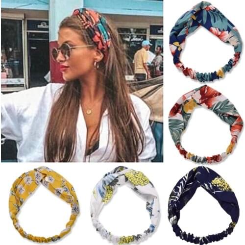 Fashion Women Girls Summer Bohemian Hair Bands Print Headbands Vintage Cross Turban Bandage Bandanas HairBands Hair Accessories