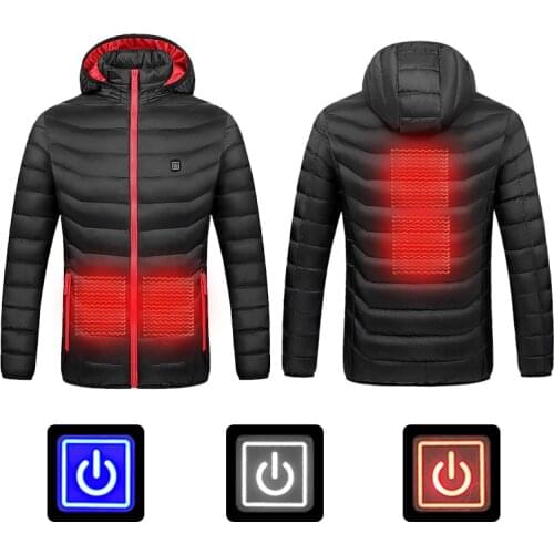 2020 Men Women Heated Jacket Outdoor USB Infrared Heating Hooded Jacket Electric Thermal Clothing Coat For Hiking Heated Jacket