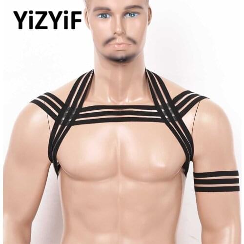 Men Sexy Body Chest Harness Elastic Shoulder Muscle Straps Cosplay Stage Party Costume Accessory Sexy Mens Harness Belt Clubwear