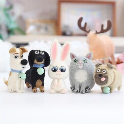 Cute Pet Cat and Dog Collection wool needlepoint kit wool felt needle felting keychain craft needlecraft DIY handmade