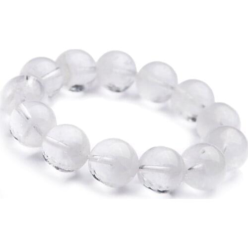 Genuine Natural White Phantom Quartz Crystal Round Big Beads Women Healing Bracelet 16mm