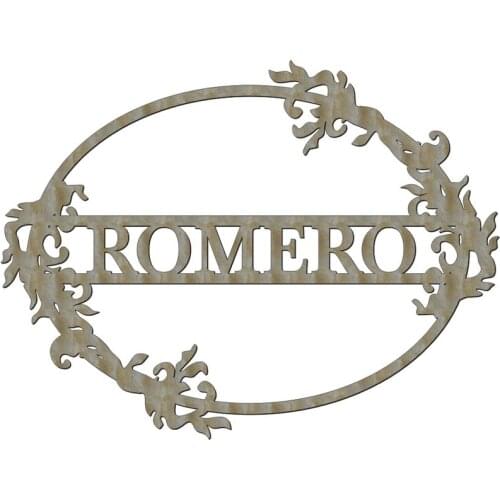 Unfinished Wood Frame Oval Leaf Name Monogram